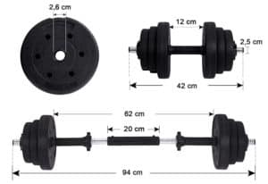 Kit haltères musculation avec poids ajustables 30 kg