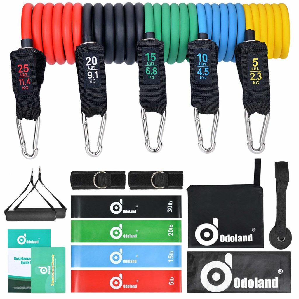 Pack complet bandes de résistance et élastiques pour musculation Odoland