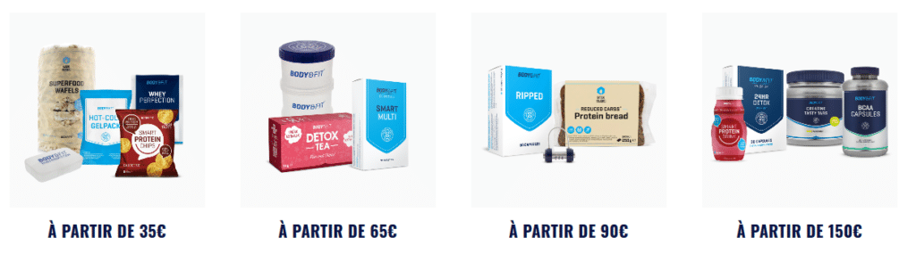 Kits nutrition sportive à différents prix. Programme de fidélité