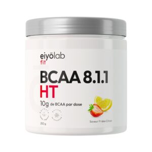 Pot de BCAA saveur fraise-citron.