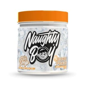 Pot de complément alimentaire Naughty Boy, goût pêche.