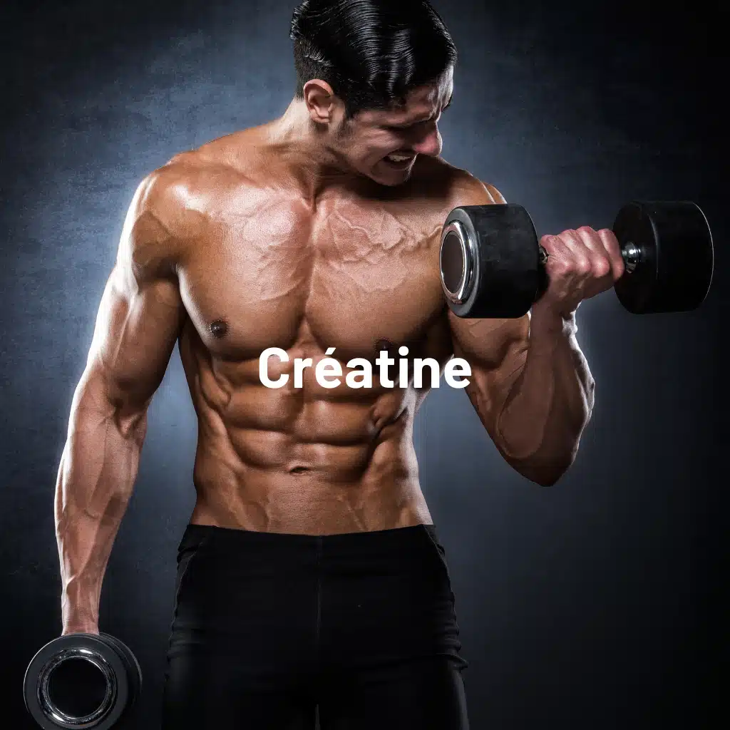 Homme musclé soulevant haltère, Créatine