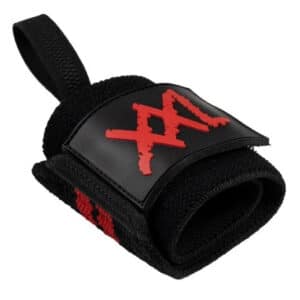 Poignet de force noir logo rouge.
