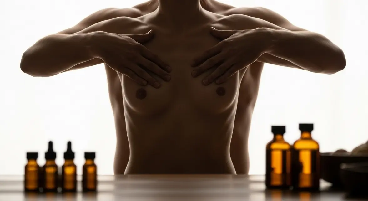 massage mammaire naturel sur buste huiles végétales