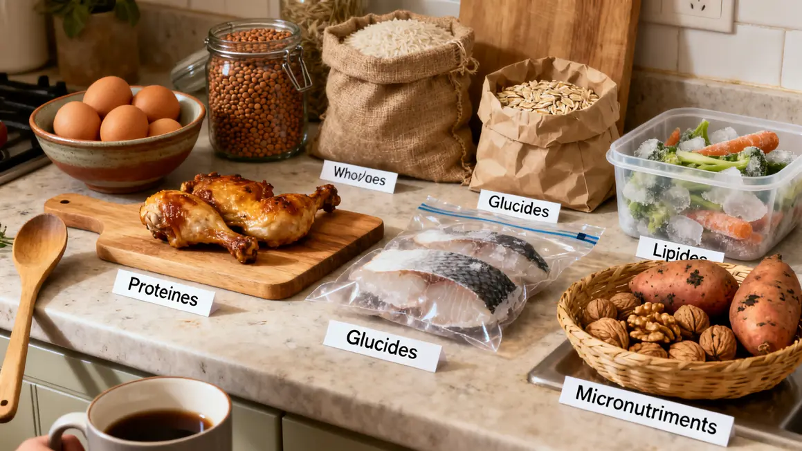 Aliments économiques repas de sèche protéines glucides lipides
