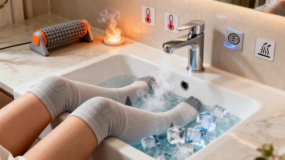 recuperation jambes astuces chaussettes massage chaud froid