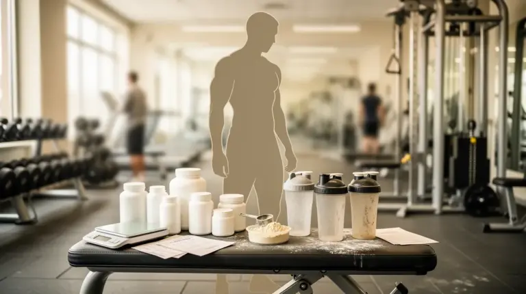 silhouette salle de sport avec complements pour la seche
