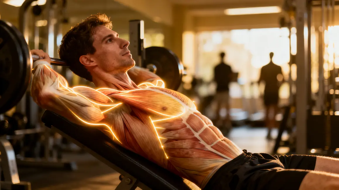 Schéma muscles actifs développé couché