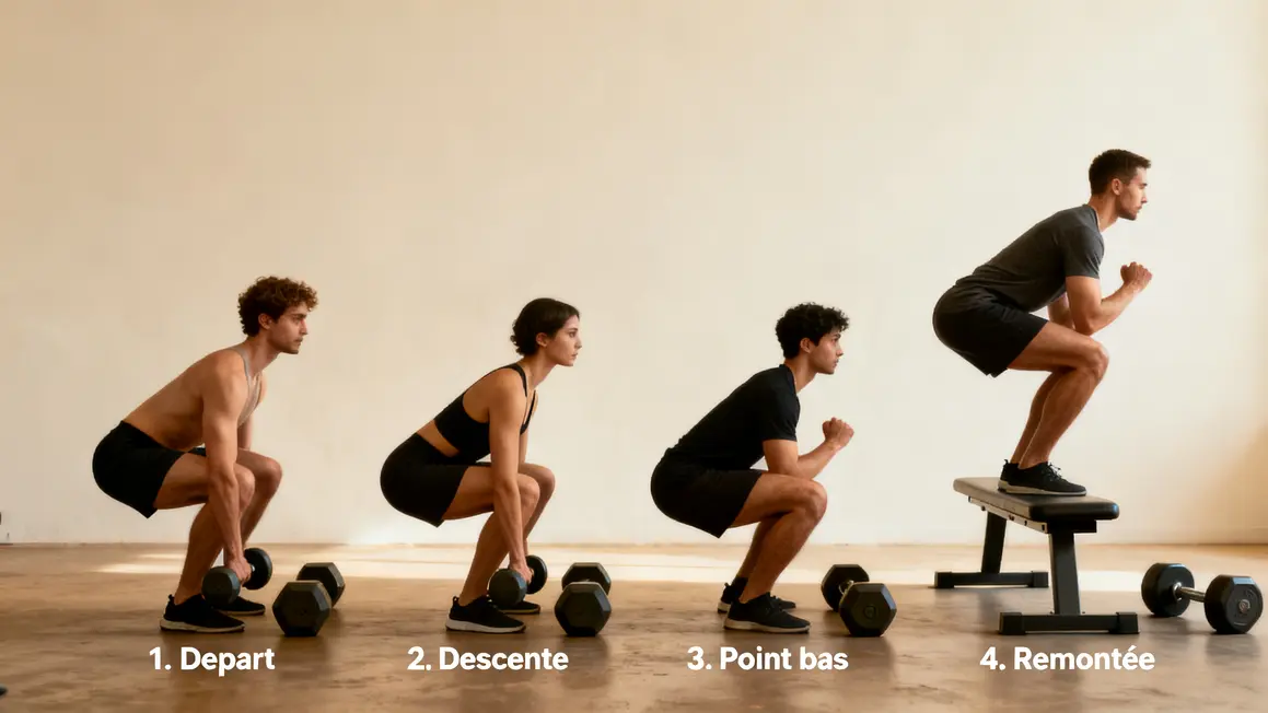 Étapes d'exécution d'un squat débutant parfait