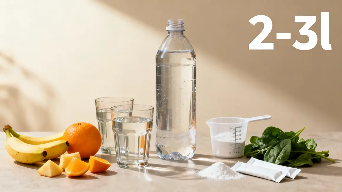 Bouteille eau fruits hydratation jambes