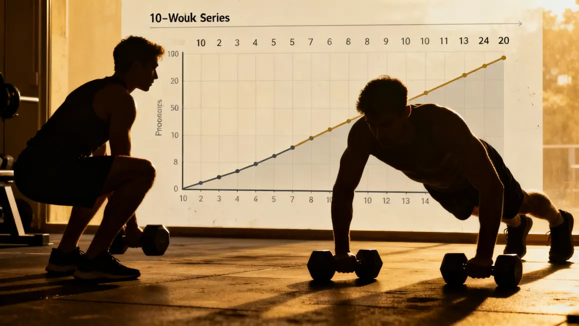 deux silhouettes squats pompes schema hypertrophie musculation