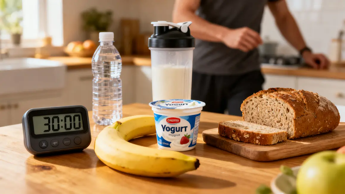 Yaourt banane pain complet hydratation recuperation