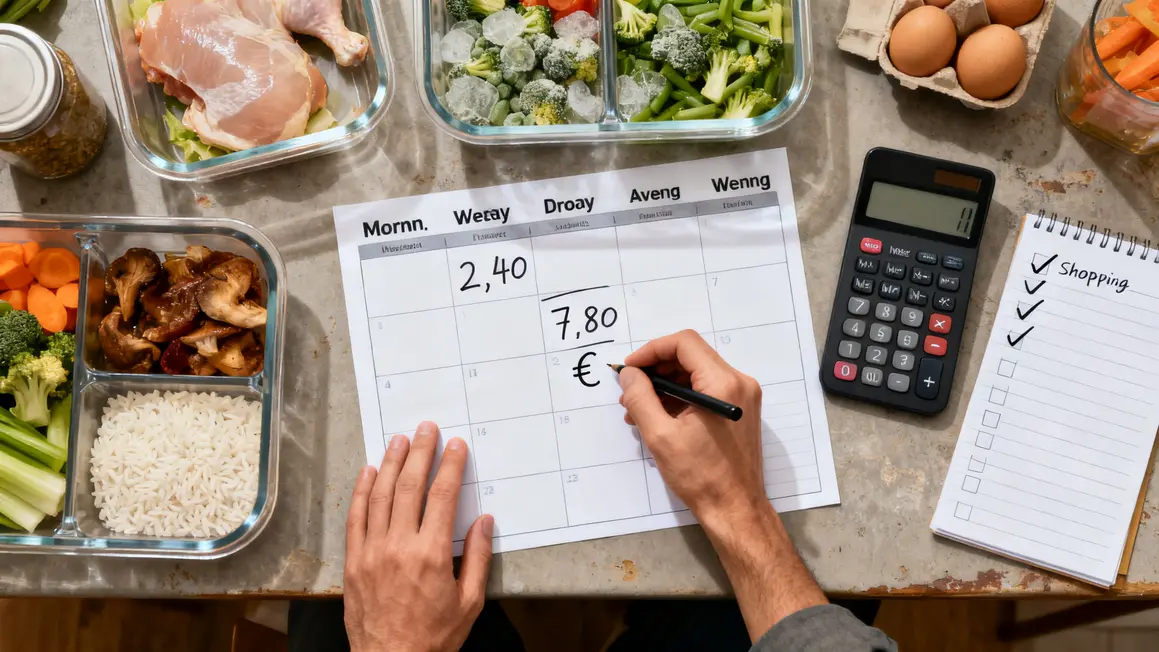 Planning repas sèche avec calculatrice et liste budget