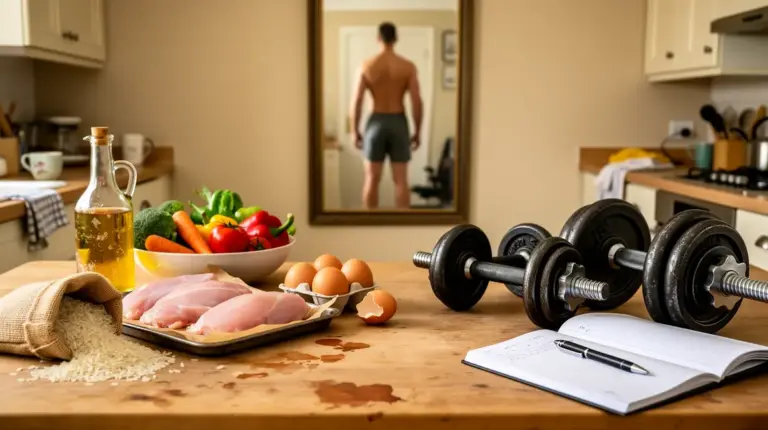 prise de masse propre table aliments bruts et entraînement