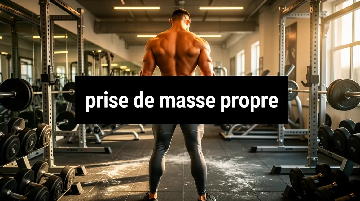 Prise de masse propre athlète muscu de dos entouré haltères