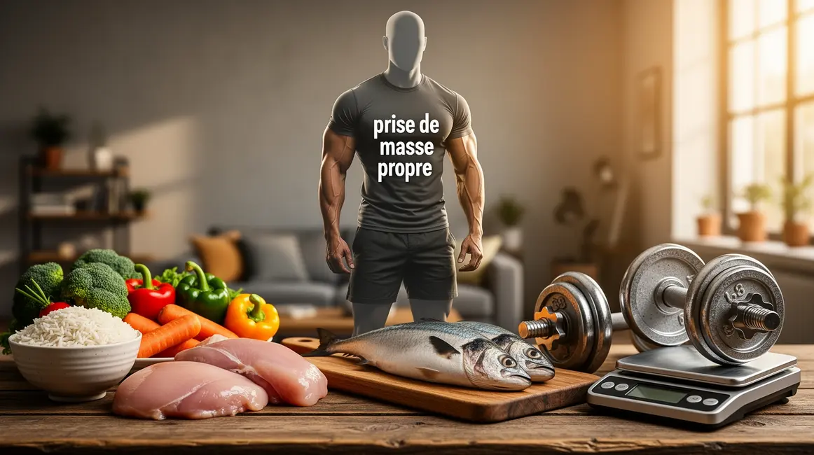 prise de masse propre silhouette sportive aliments bruts