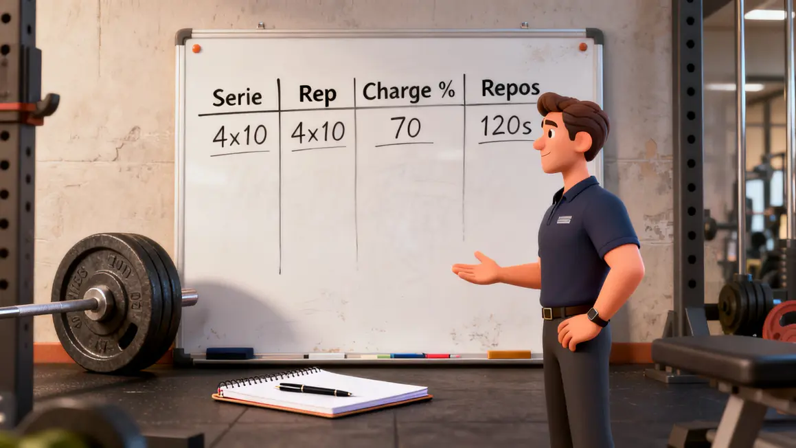 Tableau programmation développé couché série reps charge
