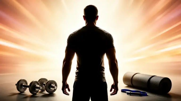 Silhouette homme programme hypertrophie minimaliste objets entraînement