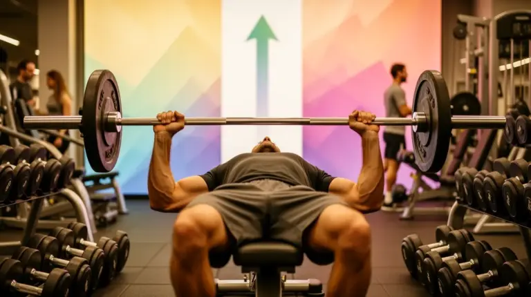 Homme stylisé développé couché banc musculation progression