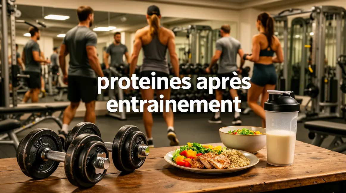 vue salle de sport, shaker proteines, repas sain