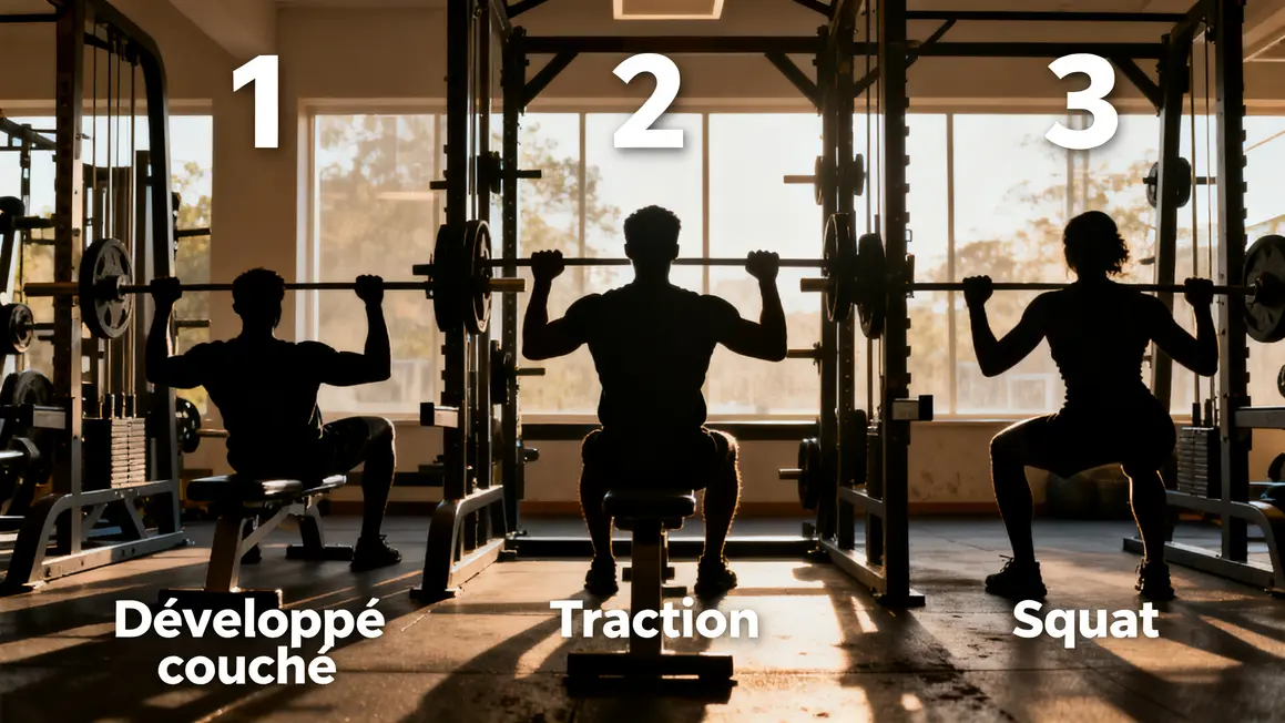 push pull legs exercices developpe traction squat