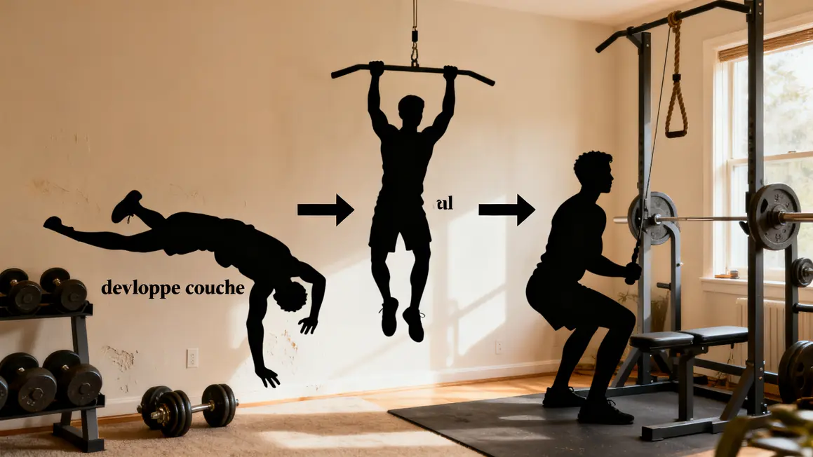 push pull legs développés tractions squats illustration