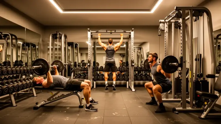 push pull legs silhouettes musculation salle moderne