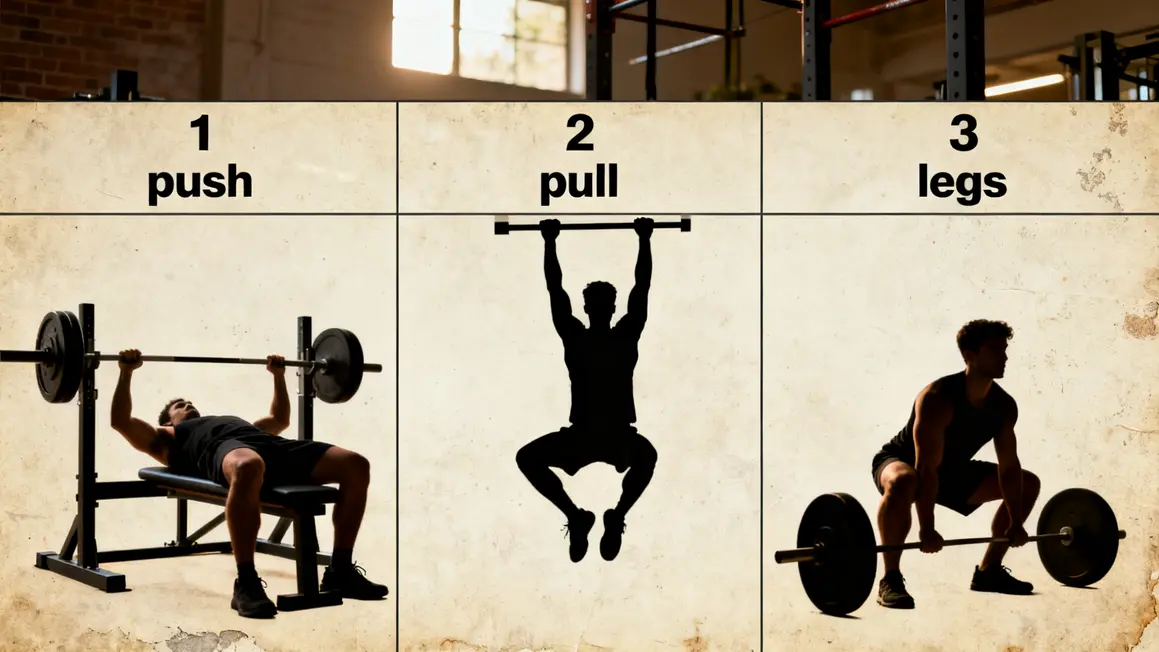 push pull legs tableau trois colonnes developpe couché traction squat