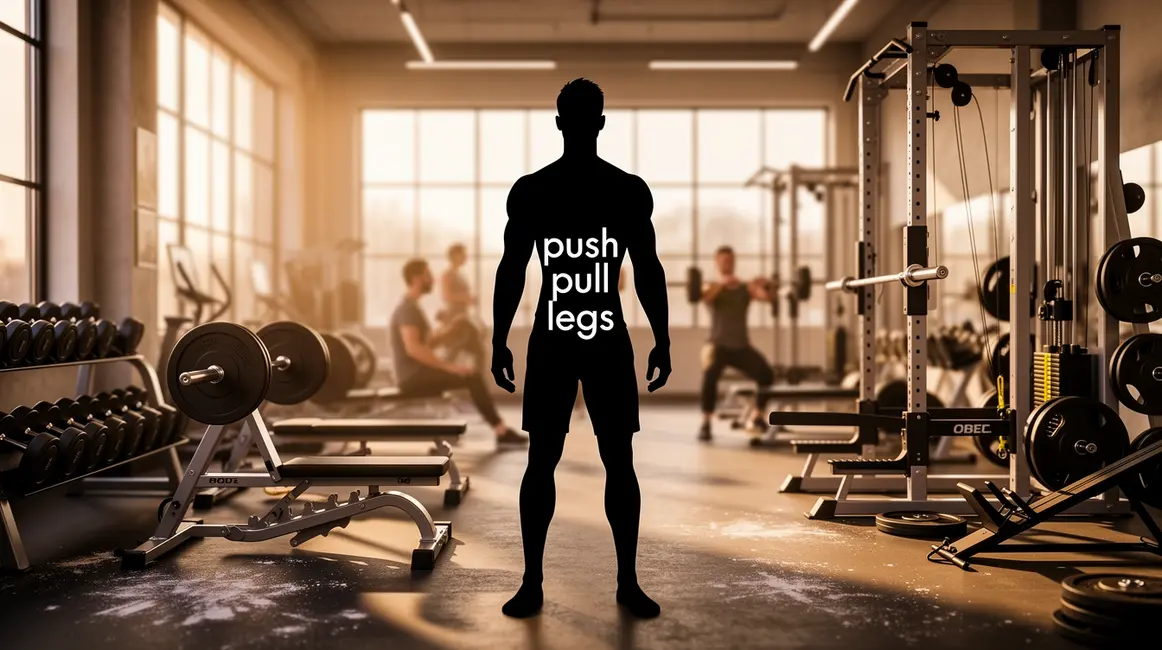 Push Pull Legs illustration salle de sport moderne