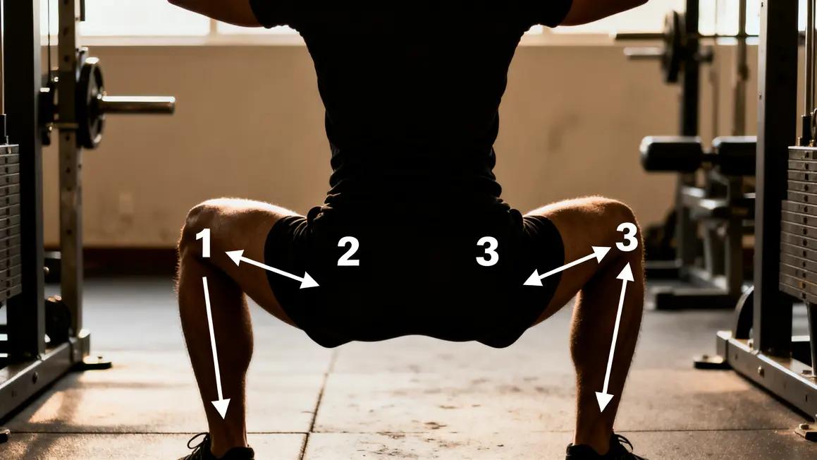 silhouette squat debutant fleches muscles actifs