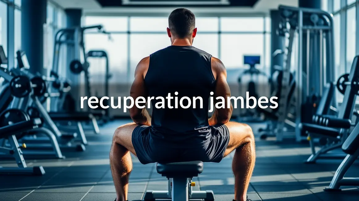 Homme dos jambes musclees banc gym recuperation jambes