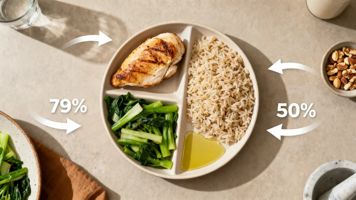 assiette repas de sèche structurée 25 protéines 25 glucides 50 légumes