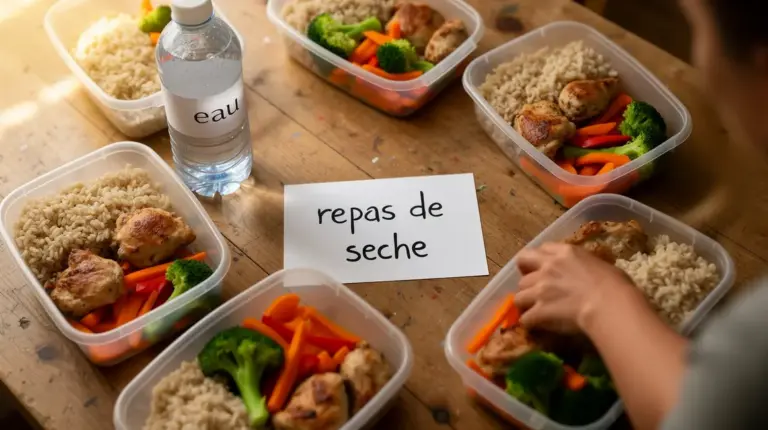 Boîtes repas de sèche sur table, batch cooking budget