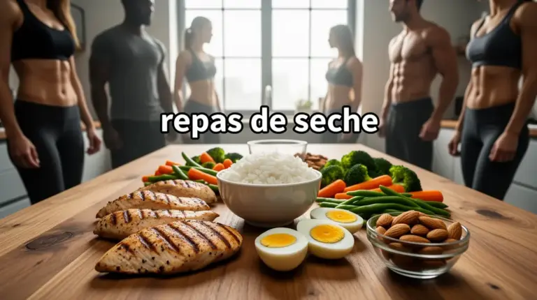 Table aliments sèche musculation poulet riz œufs légumes amandes
