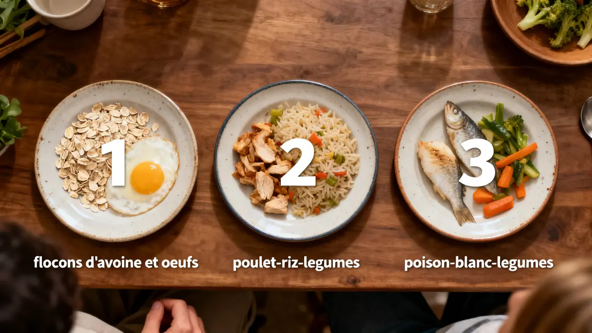repas de seche petit budget trois plateaux repas flocons poulet poisson