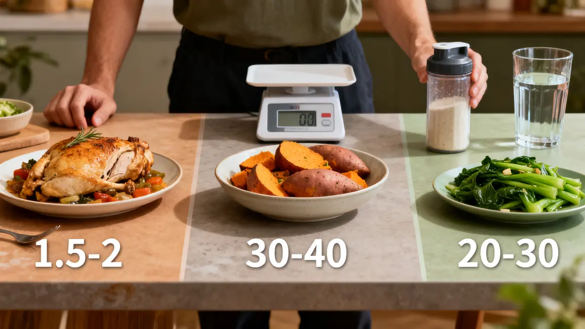 repas de sèche poulet patate douce legumes balance chiffres macros