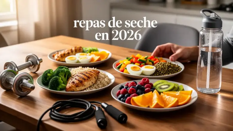 Assiettes sèche musculation œufs poulet légumes et accessoires sportifs