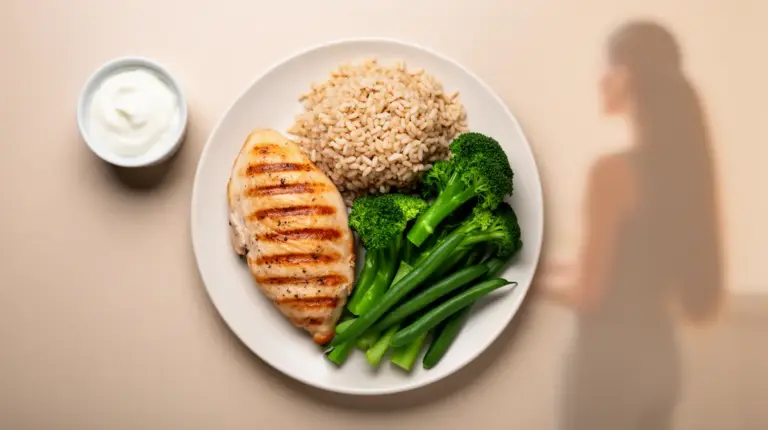 assiette sèche poulet riz légumes yaourt