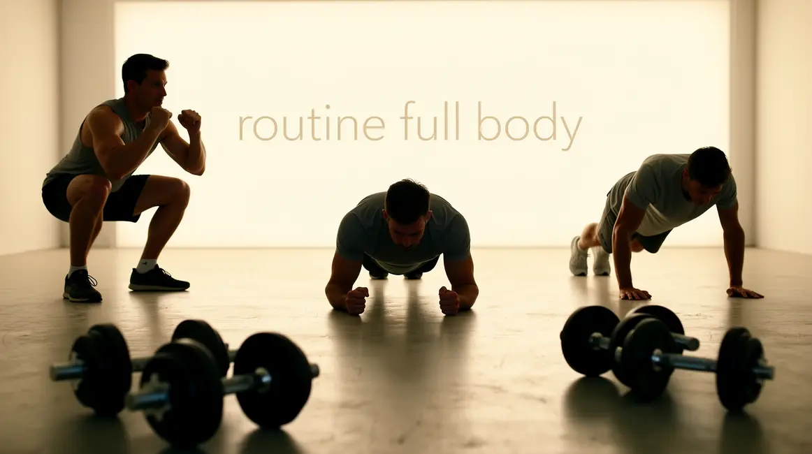Homme s'entraine full body squats pompes gainage