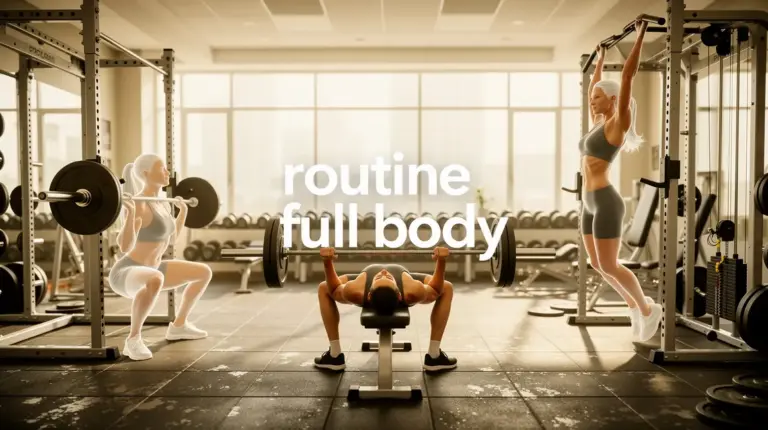 routine full body visuel salle de sport, exercices principaux