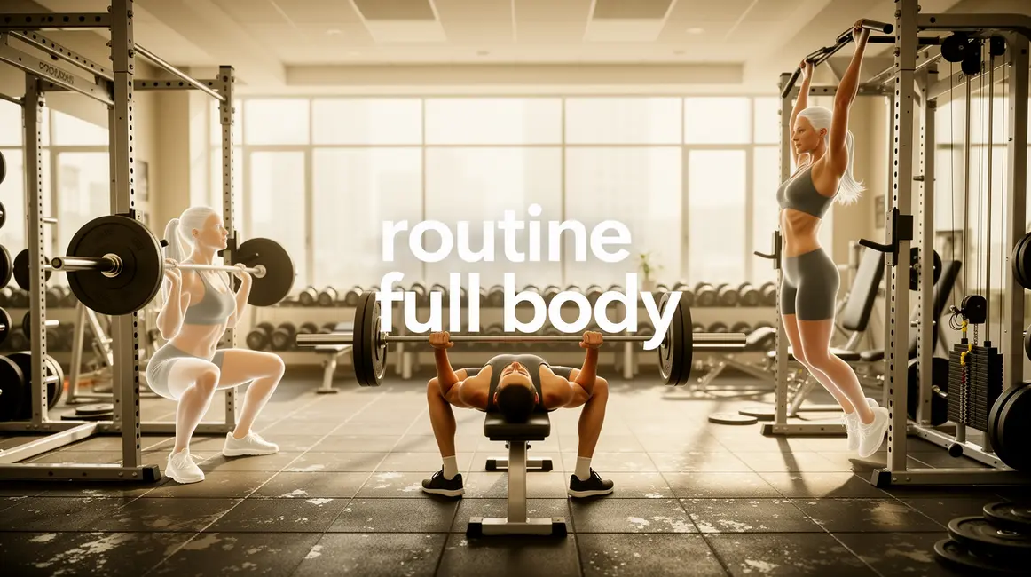 routine full body visuel salle de sport, exercices principaux
