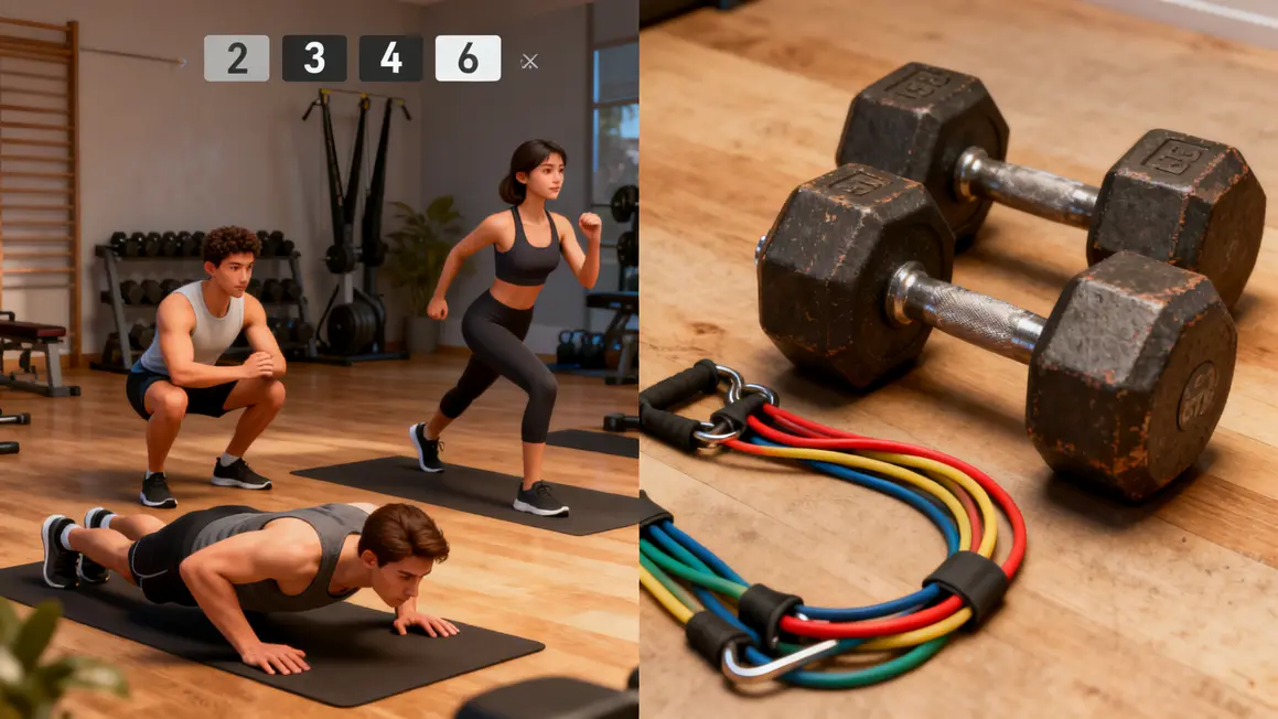 routines full body budget sans materiel haltères elastiques