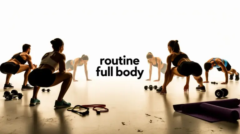 routine full body silhouettes athletiques squats pompes gainage materiel