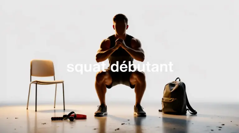 squat debutant avec chaise sac a dos elastique