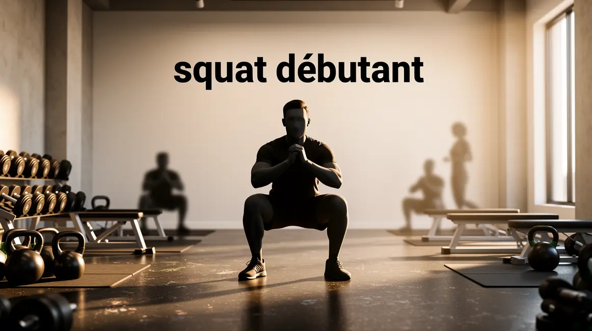 Squat débutant, silhouettes en salle de sport moderne