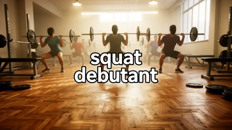 squat debutant silhouettes en salle sur parquet