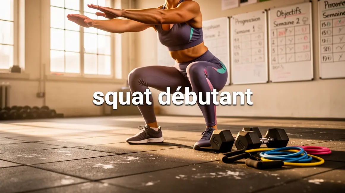 squat debutant en studio materiel halteres elastiques
