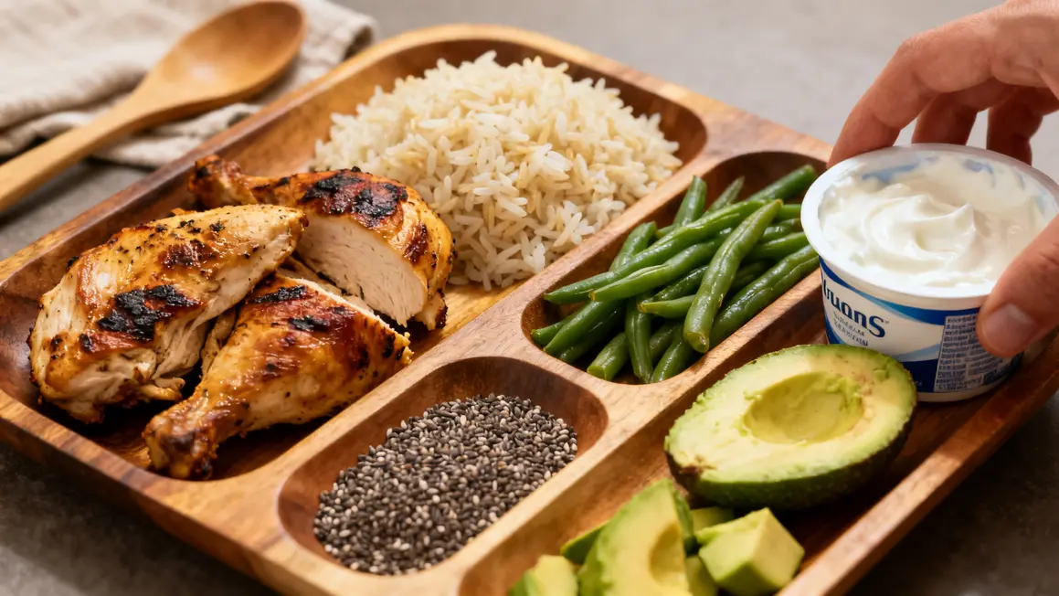 plateau repas sèche protéines glucides lipides fibres