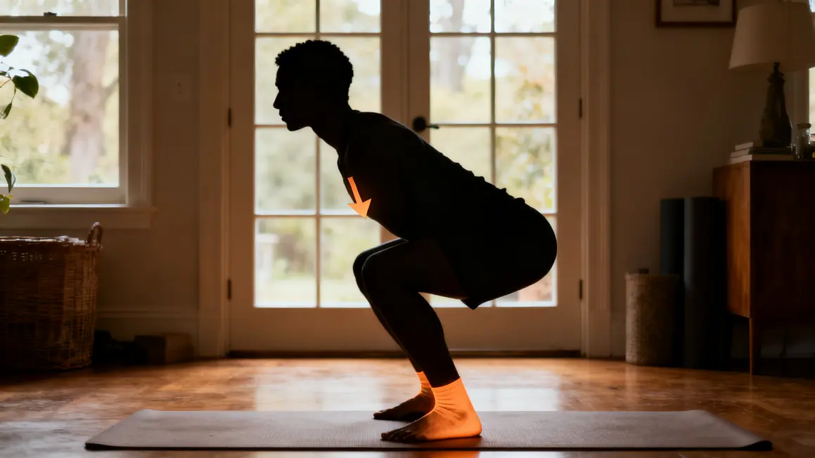 posture squat debutant cote tronc gainé genoux alignes