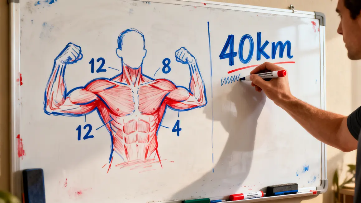 volume d entrainement tableau blanc chiffres musculation running photo-realisme